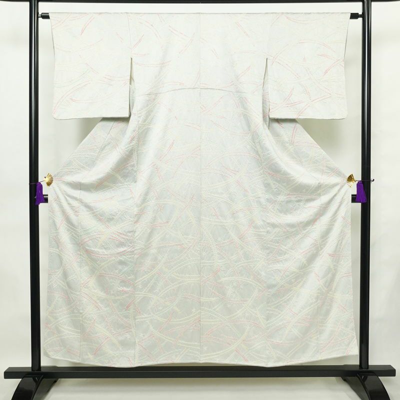 小紋 絞り 正絹 幾何学柄・抽象柄 袷仕立て 身丈153cm 裄丈63.5cm 着物 青・紺_画像1