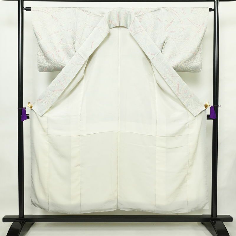 小紋 絞り 正絹 幾何学柄・抽象柄 袷仕立て 身丈153cm 裄丈63.5cm 着物 青・紺_画像3