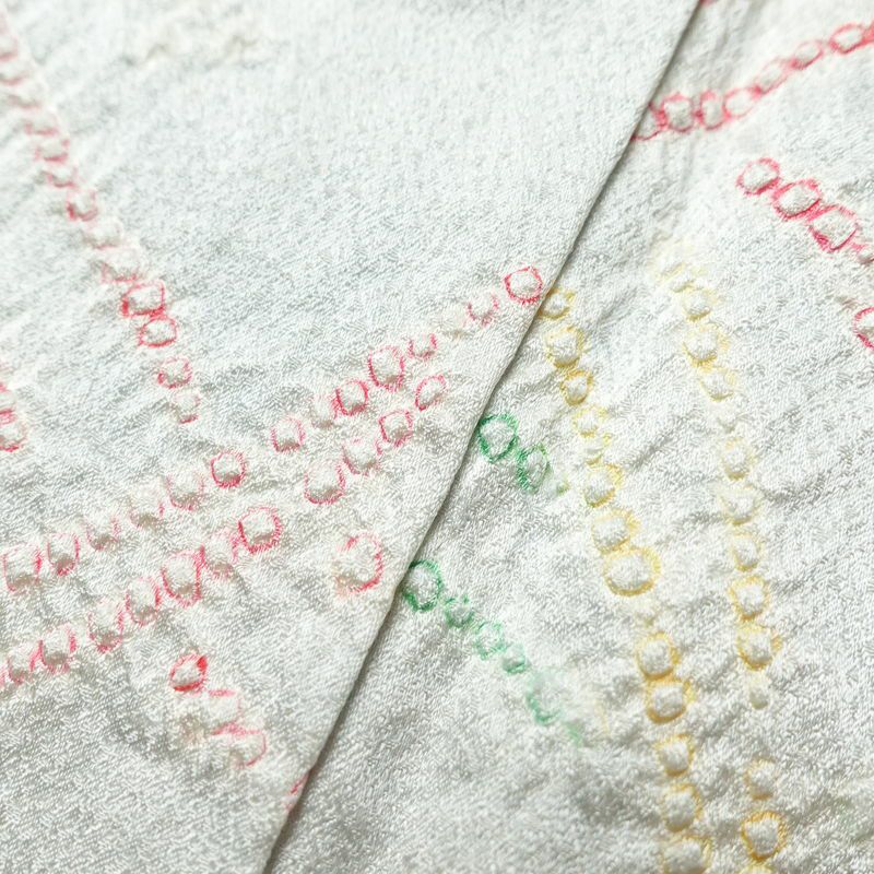 小紋 絞り 正絹 幾何学柄・抽象柄 袷仕立て 身丈153cm 裄丈63.5cm 着物 青・紺_画像8