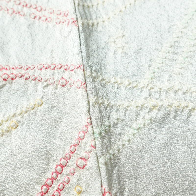 小紋 絞り 正絹 幾何学柄・抽象柄 袷仕立て 身丈153cm 裄丈63.5cm 着物 青・紺_画像9