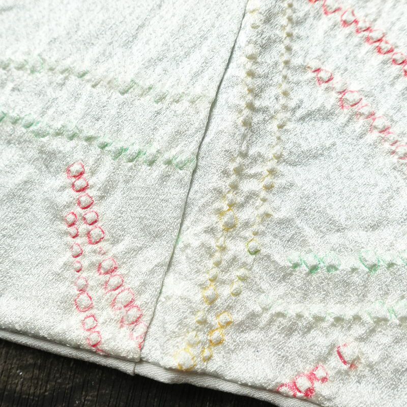 小紋 絞り 正絹 幾何学柄・抽象柄 袷仕立て 身丈153cm 裄丈63.5cm 着物 青・紺_画像10