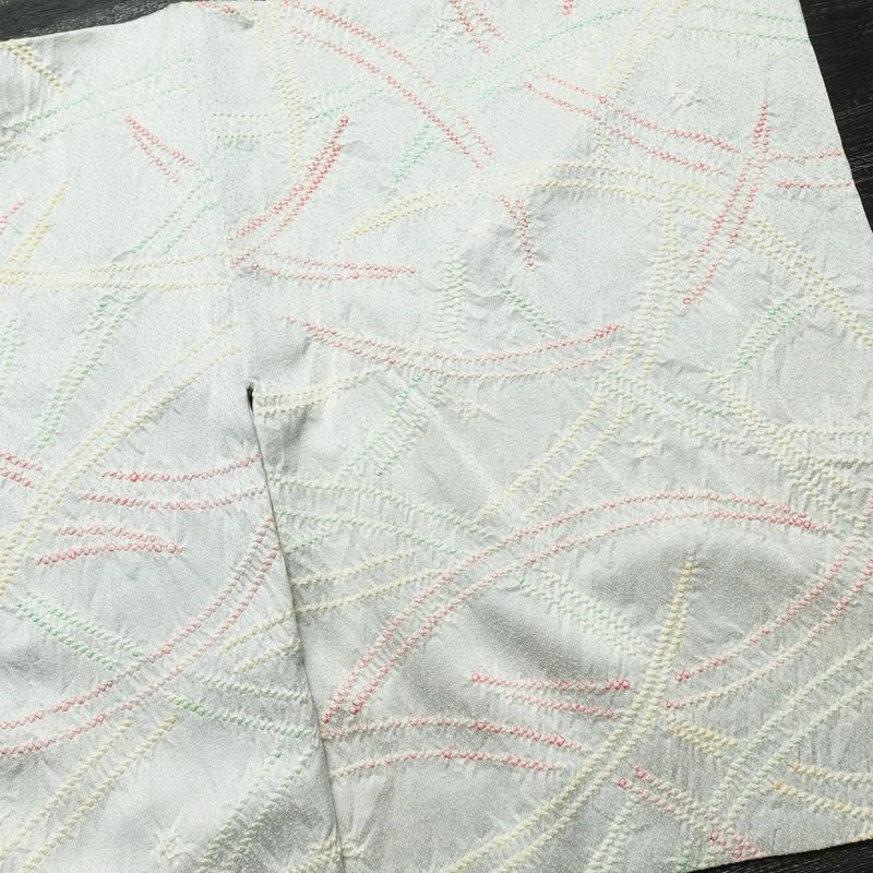 小紋 絞り 正絹 幾何学柄・抽象柄 袷仕立て 身丈153cm 裄丈63.5cm 着物 青・紺_画像14