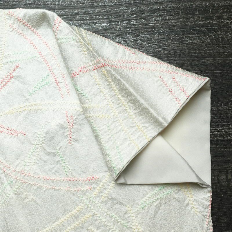 小紋 絞り 正絹 幾何学柄・抽象柄 袷仕立て 身丈153cm 裄丈63.5cm 着物 青・紺_画像15