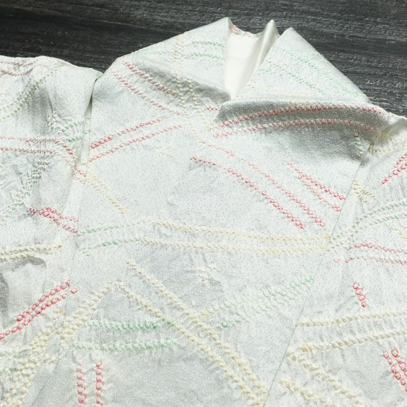 小紋 絞り 正絹 幾何学柄・抽象柄 袷仕立て 身丈153cm 裄丈63.5cm 着物 青・紺_画像17