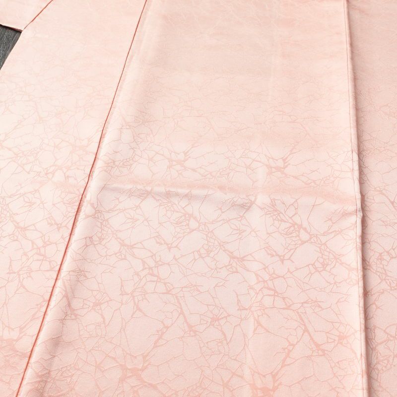 色無地 良品 綸子 一つ紋付き 正絹 幾何学柄・抽象柄 袷仕立て 身丈159.5cm 裄丈63cm 共八掛 フォーマル 着物 ピンク_画像5