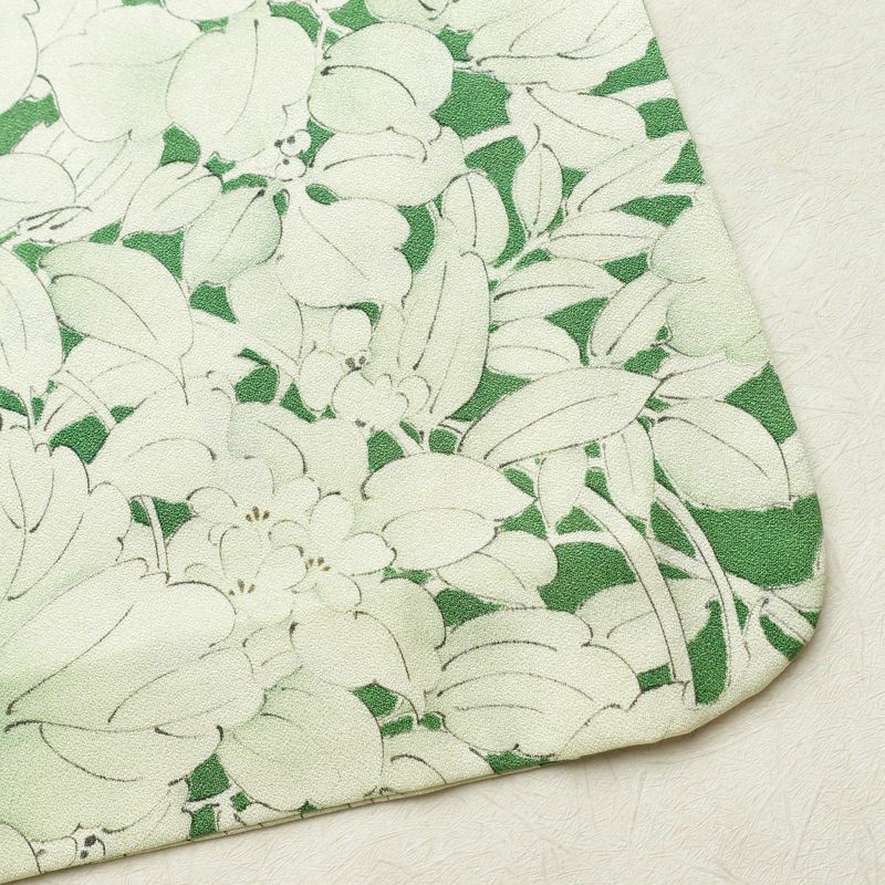 単衣 小紋 良品 正絹 花柄 単衣仕立て 身丈145.5cm 裄丈63cm 着物 緑・うぐいす色_画像15