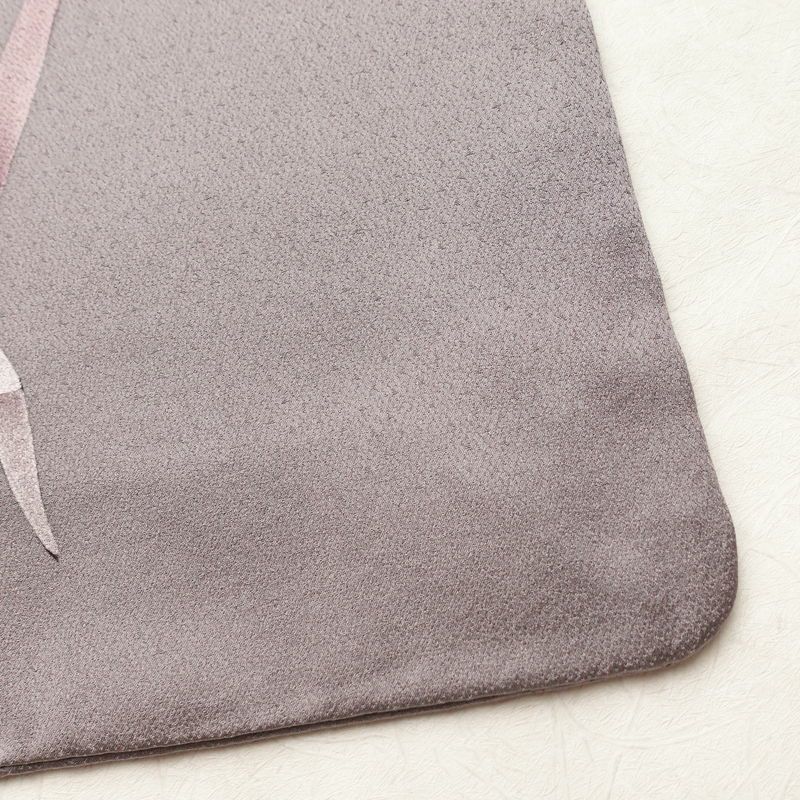 付け下げ 良品 一つ紋付き 正絹 木の葉・植物柄 袷仕立て 身丈154cm 裄丈64cm フォーマル 着物 紫・藤色_画像14