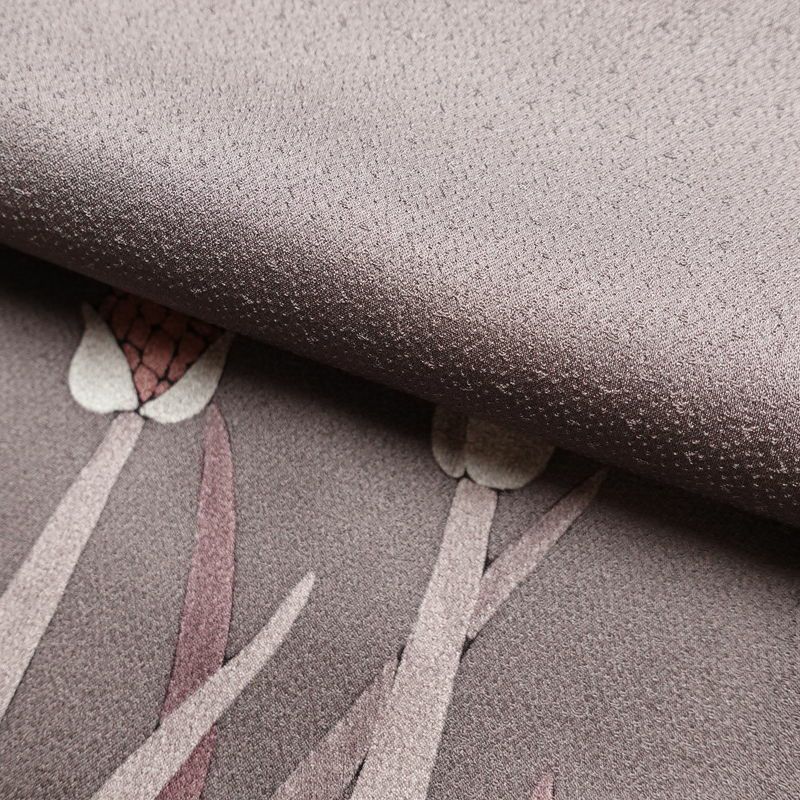 付け下げ 良品 一つ紋付き 正絹 木の葉・植物柄 袷仕立て 身丈154cm 裄丈64cm フォーマル 着物 紫・藤色_画像19