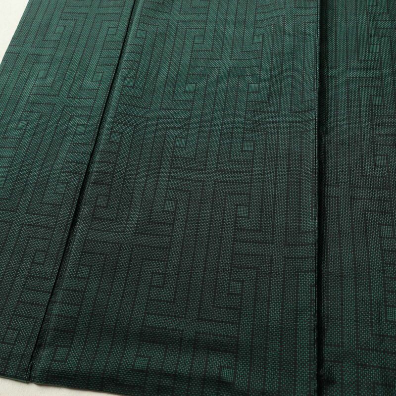 大島紬 正絹 幾何学柄・抽象柄 袷仕立て 身丈162cm 裄丈65.5cm 着物 緑・うぐいす色_画像7