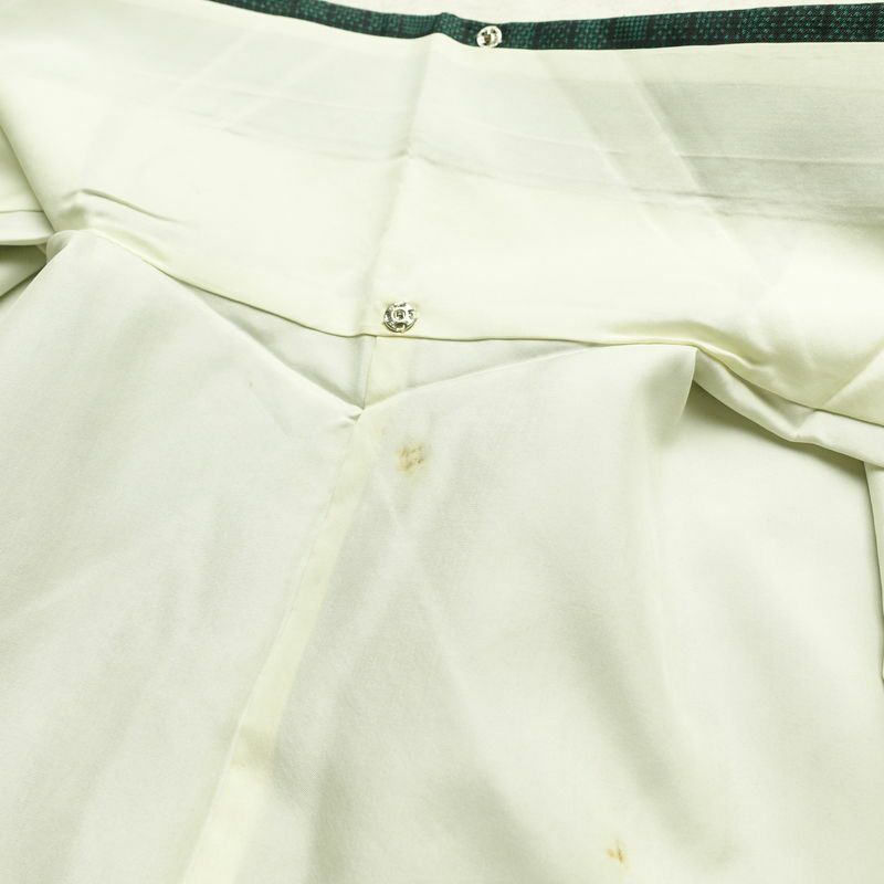 大島紬 正絹 幾何学柄・抽象柄 袷仕立て 身丈162cm 裄丈65.5cm 着物 緑・うぐいす色_画像18