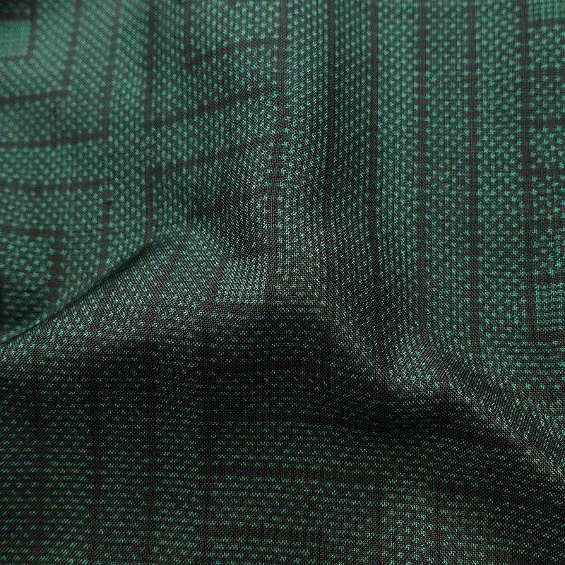 大島紬 正絹 幾何学柄・抽象柄 袷仕立て 身丈162cm 裄丈65.5cm 着物 緑・うぐいす色_画像21