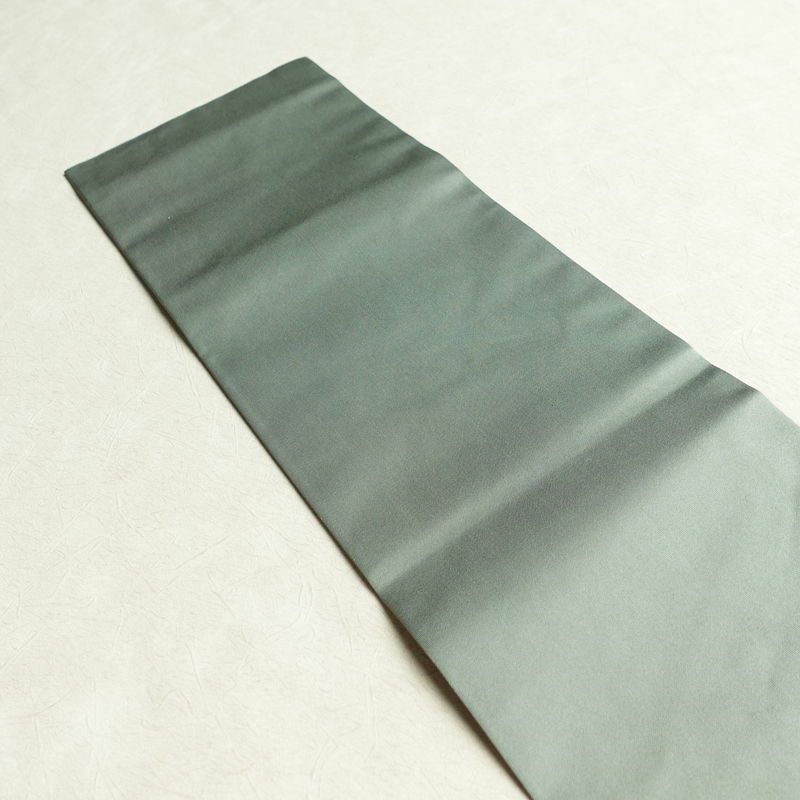 名古屋帯 秀彩錦 太鼓柄 良品 正絹 木の葉・植物柄 名古屋仕立て 箔 金糸 帯 緑・うぐいす色_画像16