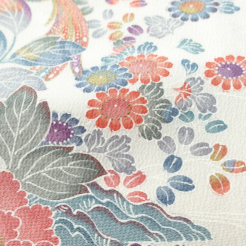 訪問着 縮緬 正絹 花柄 袷仕立て 身丈161cm 裄丈66.5cm フォーマル 着物 多色使い_画像8