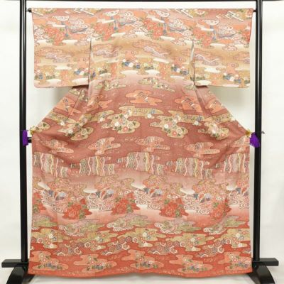 付け下げ 付下小紋 正絹 古典柄 袷仕立て 身丈163cm 裄丈66cm 箔 フォーマル 着物 多色使い