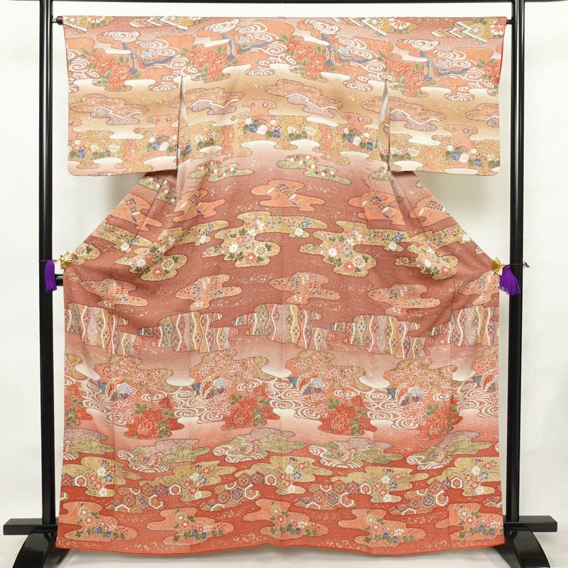 付け下げ 付下小紋 正絹 古典柄 袷仕立て 身丈163cm 裄丈66cm 箔 フォーマル 着物 多色使い_画像1