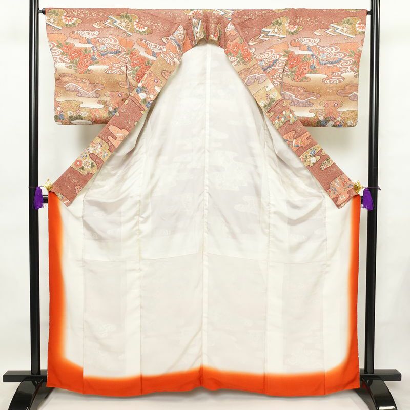 付け下げ 付下小紋 正絹 古典柄 袷仕立て 身丈163cm 裄丈66cm 箔 フォーマル 着物 多色使い_画像3