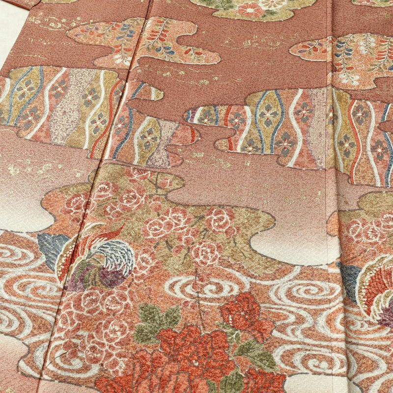 付け下げ 付下小紋 正絹 古典柄 袷仕立て 身丈163cm 裄丈66cm 箔 フォーマル 着物 多色使い_画像5