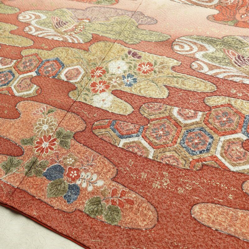 付け下げ 付下小紋 正絹 古典柄 袷仕立て 身丈163cm 裄丈66cm 箔 フォーマル 着物 多色使い_画像13