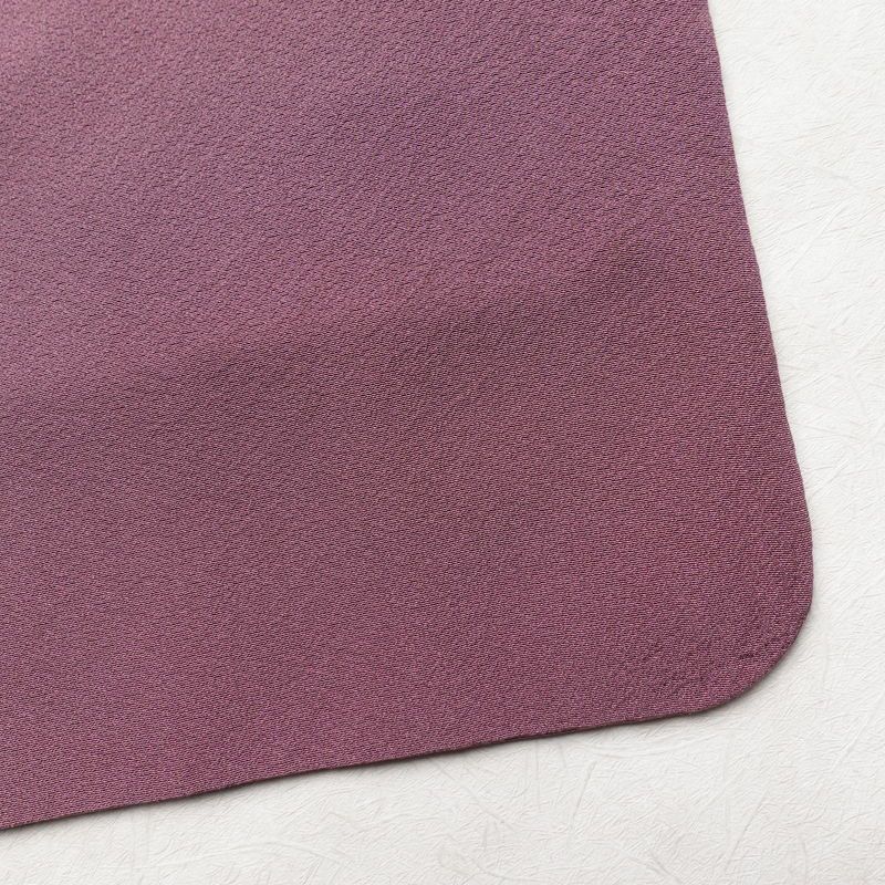 色無地 縮緬 一つ紋付き 正絹 無地 袷仕立て 身丈161cm 裄丈67cm フォーマル 着物 紫・藤色_画像15