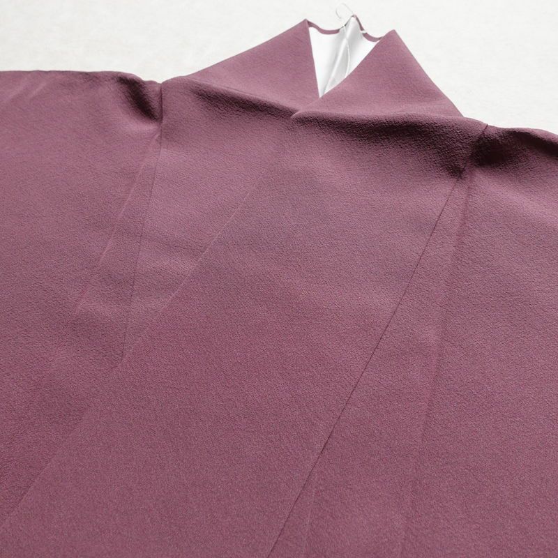 色無地 縮緬 一つ紋付き 正絹 無地 袷仕立て 身丈161cm 裄丈67cm フォーマル 着物 紫・藤色_画像16