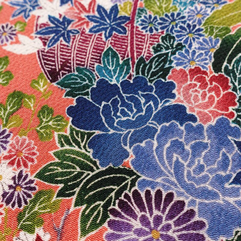 小紋 正絹 花柄 袷仕立て 身丈160cm 裄丈66.5cm 着物 ピンク_画像8