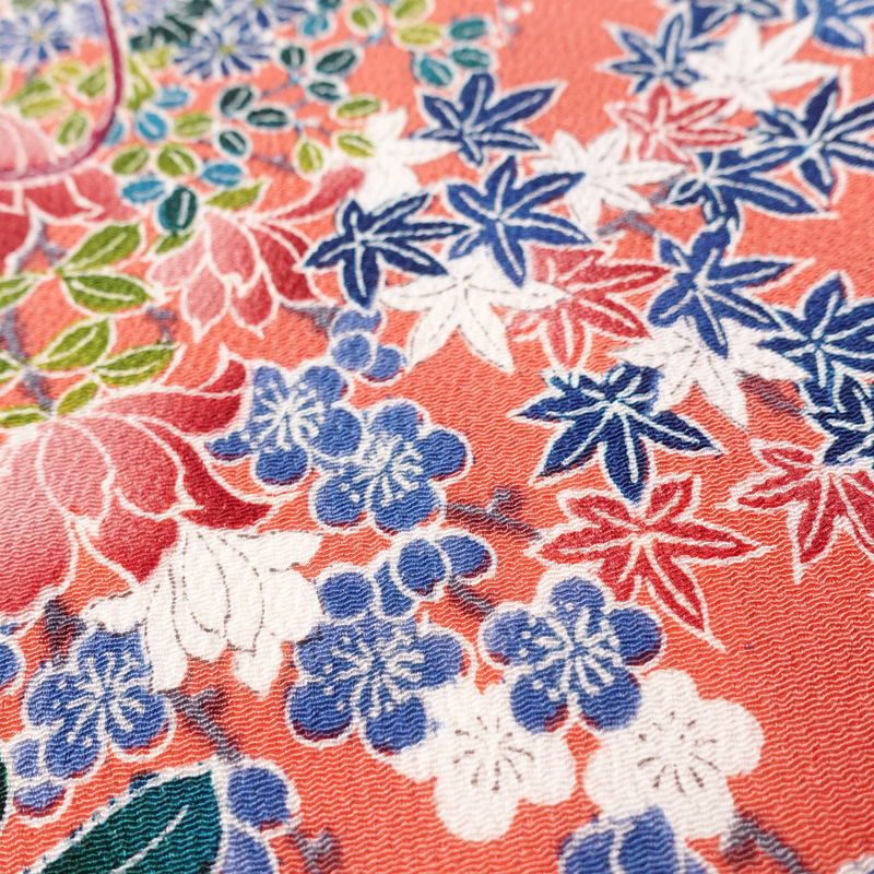 小紋 正絹 花柄 袷仕立て 身丈160cm 裄丈66.5cm 着物 ピンク_画像9