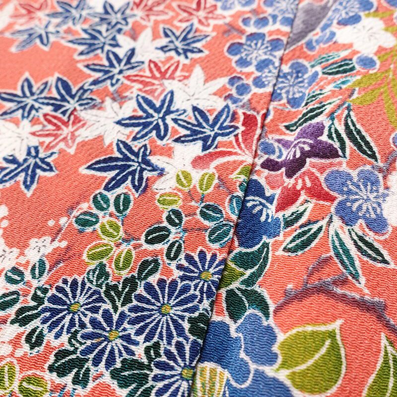 小紋 正絹 花柄 袷仕立て 身丈160cm 裄丈66.5cm 着物 ピンク_画像10