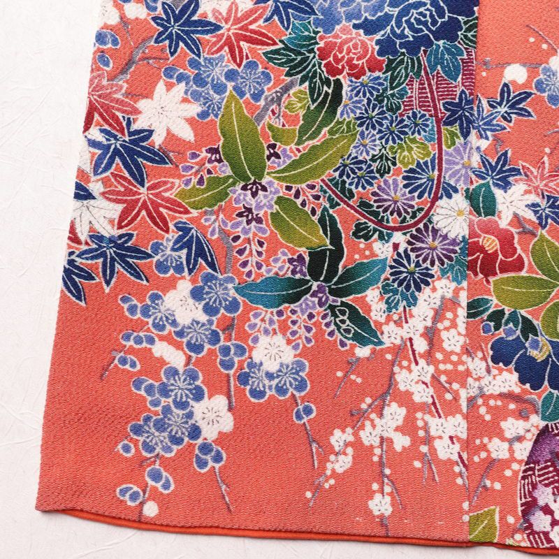 小紋 正絹 花柄 袷仕立て 身丈160cm 裄丈66.5cm 着物 ピンク_画像13