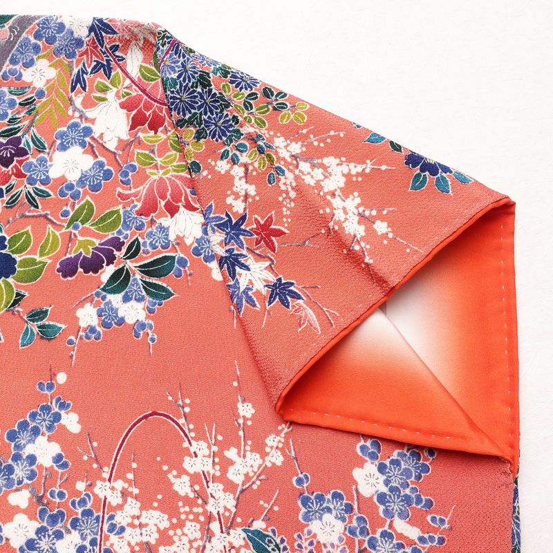 小紋 正絹 花柄 袷仕立て 身丈160cm 裄丈66.5cm 着物 ピンク_画像15