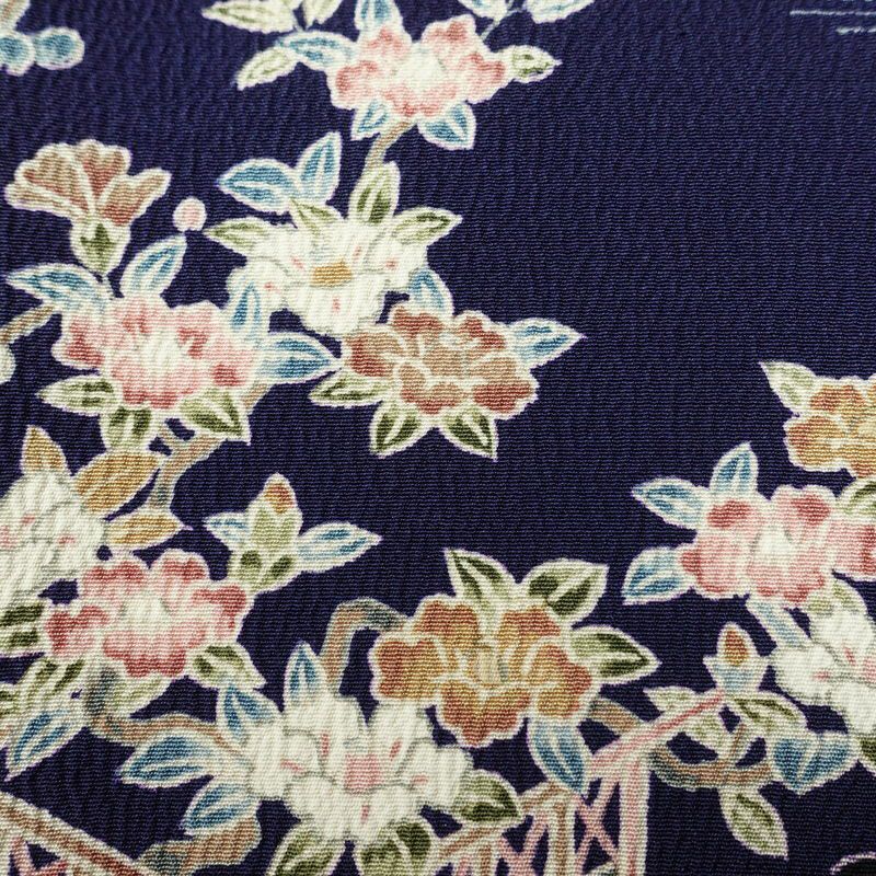 小紋 一方付 縮緬 正絹 古典柄 袷仕立て 身丈155.5cm 裄丈63.5cm 着物 青・紺_画像9