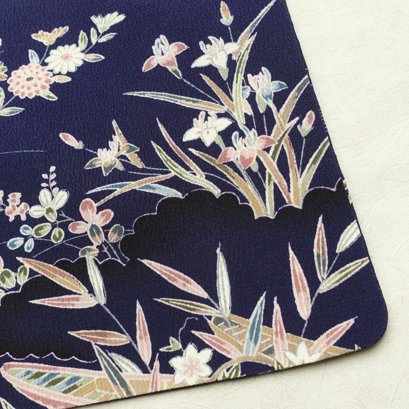 小紋 一方付 縮緬 正絹 古典柄 袷仕立て 身丈155.5cm 裄丈63.5cm 着物 青・紺_画像16