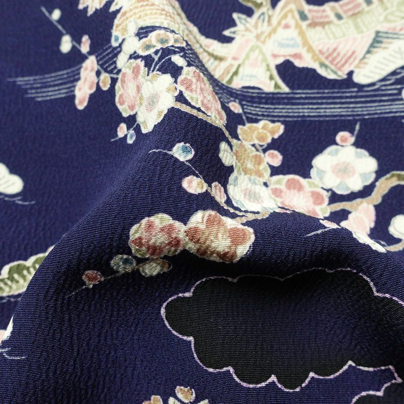 小紋 一方付 縮緬 正絹 古典柄 袷仕立て 身丈155.5cm 裄丈63.5cm 着物 青・紺_画像20