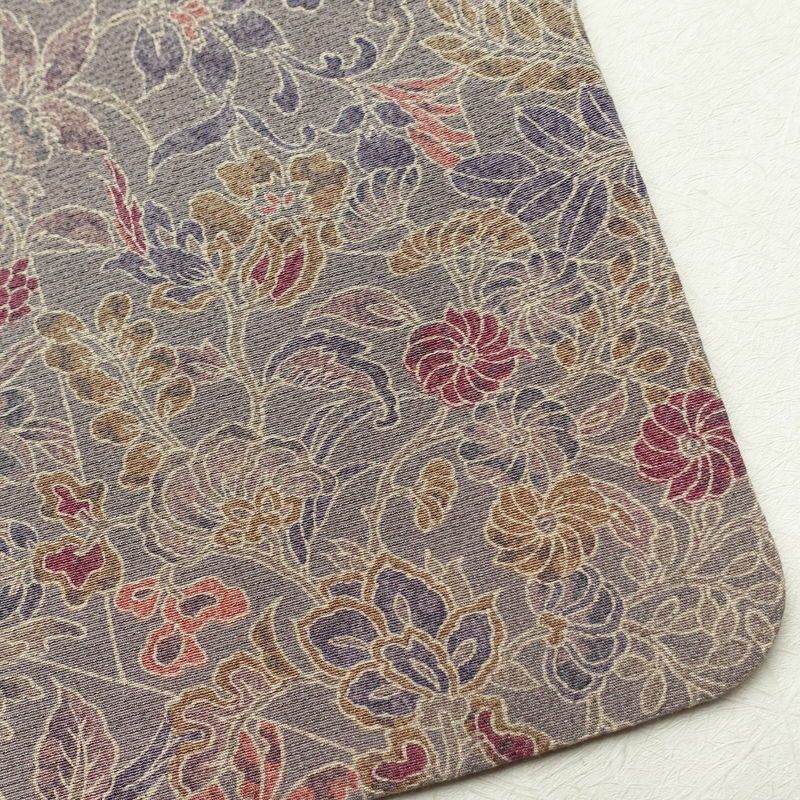 小紋 良品 丹後ちりめん 縮緬 正絹 木の葉・植物柄 袷仕立て 身丈152.5cm 裄丈64.5cm 着物 紫・藤色_画像15