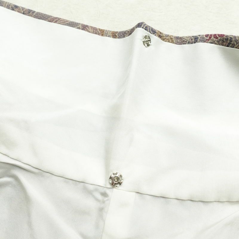 小紋 良品 丹後ちりめん 縮緬 正絹 木の葉・植物柄 袷仕立て 身丈152.5cm 裄丈64.5cm 着物 紫・藤色_画像19