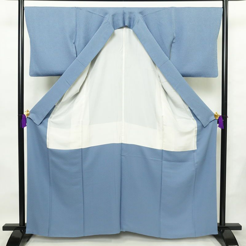 色無地 一つ紋付き 正絹 無地 袷仕立て 身丈162cm 裄丈68.5cm フォーマル 着物 青・紺_画像3