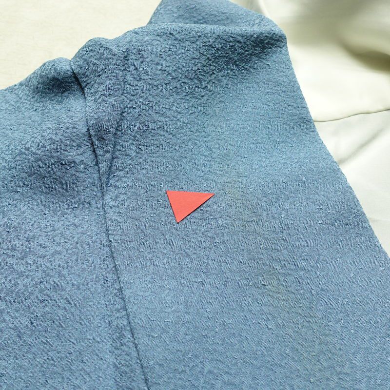 色無地 一つ紋付き 正絹 無地 袷仕立て 身丈162cm 裄丈68.5cm フォーマル 着物 青・紺_画像18