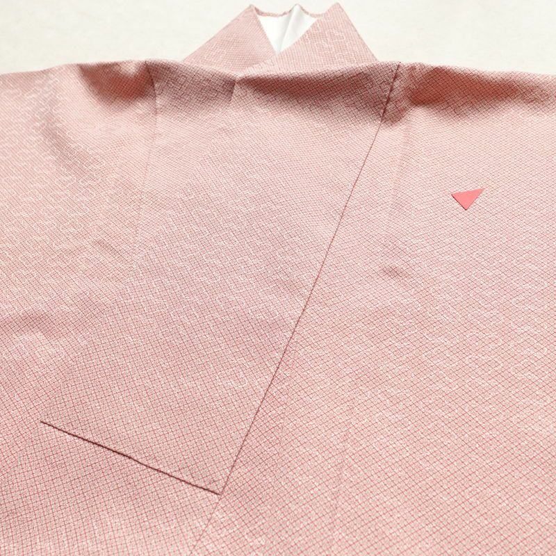 色無地 良品 一つ紋付き 正絹 古典柄 袷仕立て 身丈163.5cm 裄丈67.5cm 一部しつけ糸付き フォーマル 着物 ピンク_画像15