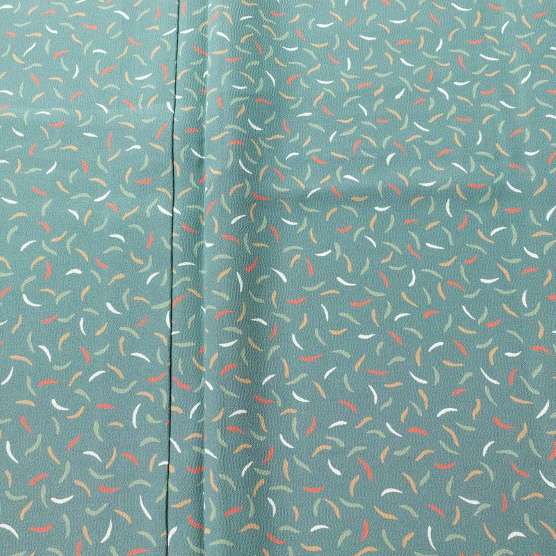 小紋 しつけ糸付き 縮緬 正絹 幾何学柄・抽象柄 袷仕立て 身丈158cm 裄丈64cm 着物 緑・うぐいす色_画像6