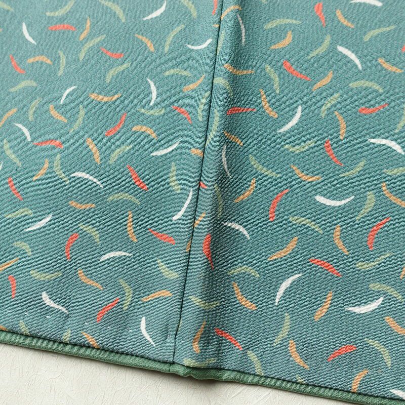 小紋 しつけ糸付き 縮緬 正絹 幾何学柄・抽象柄 袷仕立て 身丈158cm 裄丈64cm 着物 緑・うぐいす色_画像10