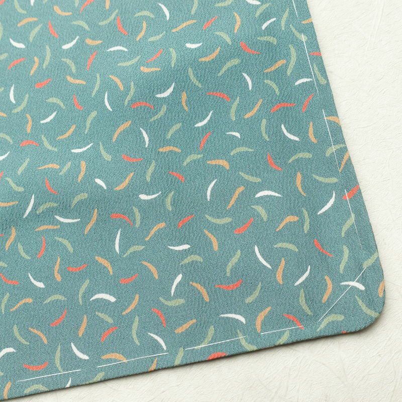 小紋 しつけ糸付き 縮緬 正絹 幾何学柄・抽象柄 袷仕立て 身丈158cm 裄丈64cm 着物 緑・うぐいす色_画像14