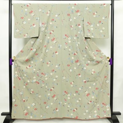 ☆着物10☆ 1円 逸品!! 絹 色無地 【斎藤三才】 一つ紋