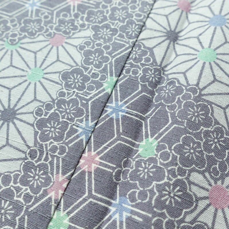 小紋 正絹 紬地 麻の葉柄 袷仕立て 身丈166cm 裄丈66.5cm 着物 青・紺_画像8