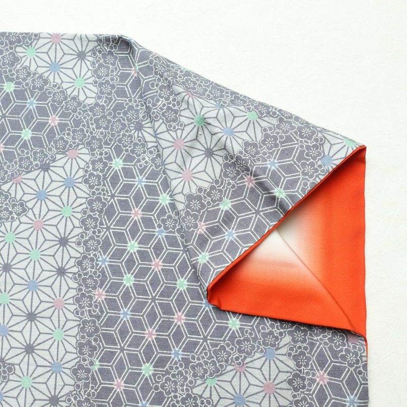 小紋 正絹 紬地 麻の葉柄 袷仕立て 身丈166cm 裄丈66.5cm 着物 青・紺_画像13