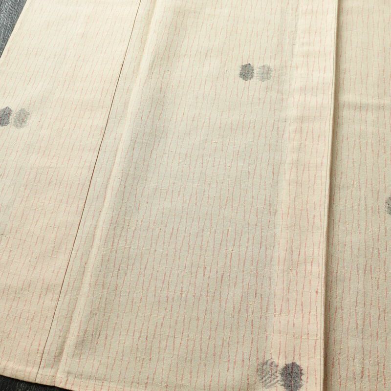 単衣 紬 正絹 幾何学柄・抽象柄 単衣仕立て 身丈158cm 裄丈66cm 着物 ベージュ_画像4