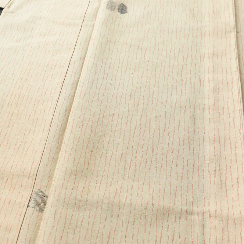 単衣 紬 正絹 幾何学柄・抽象柄 単衣仕立て 身丈158cm 裄丈66cm 着物 ベージュ_画像5