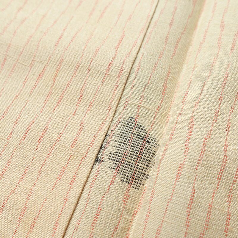 単衣 紬 正絹 幾何学柄・抽象柄 単衣仕立て 身丈158cm 裄丈66cm 着物 ベージュ_画像8