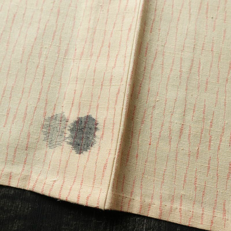 単衣 紬 正絹 幾何学柄・抽象柄 単衣仕立て 身丈158cm 裄丈66cm 着物 ベージュ_画像10