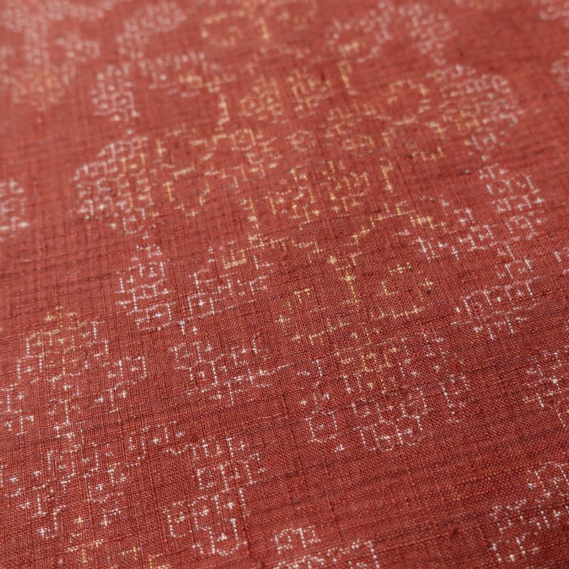 紬 正絹 幾何学柄・抽象柄 袷仕立て 身丈157.5cm 裄丈65.5cm 着物 小豆・エンジ_画像8