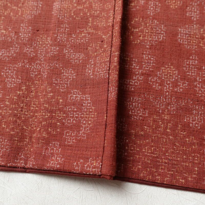紬 正絹 幾何学柄・抽象柄 袷仕立て 身丈157.5cm 裄丈65.5cm 着物 小豆・エンジ_画像11