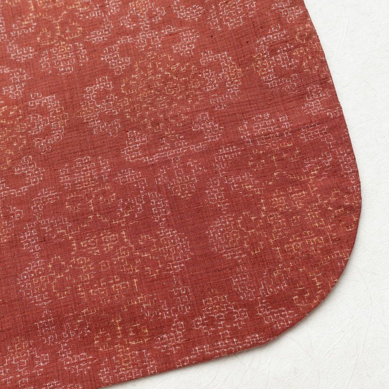 紬 正絹 幾何学柄・抽象柄 袷仕立て 身丈157.5cm 裄丈65.5cm 着物 小豆・エンジ_画像14